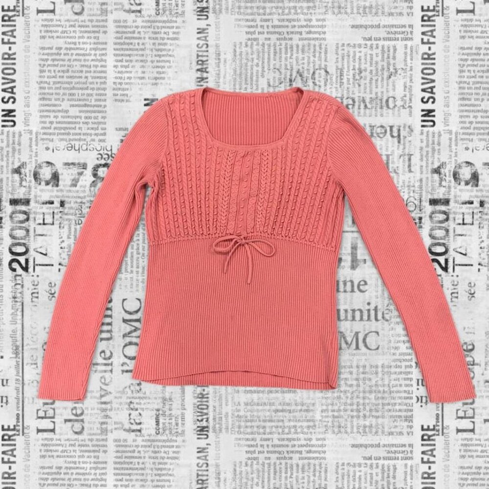 Women's Pink Cable Knit Sweater Top